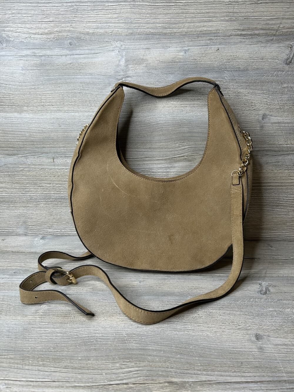 AMERAI Linea Moon Bag Italian Suede Leather Crescent Crossbody Handbag NEW
